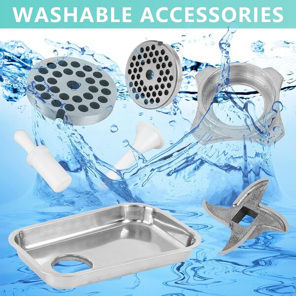 DIYAREA Moulin à viande commerciale électrique 850 W 550 lb/h hachoir à viande robuste pour saucisses avec 2 plateaux de broyage pour restaurants,