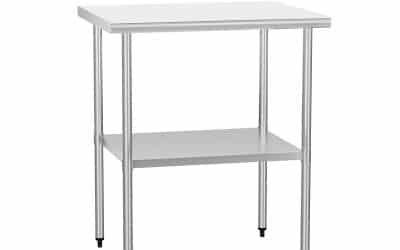 Test table Chingoo inox 61 x 76 cm résistante avec étagère