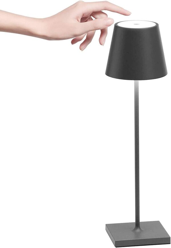 AiLati Poldina - Lampe de Bureau sans Fil, Veilleuse Rechargeable, Lampe à Poser Rechargeable, Aluminium Peint, Source Lumineuse LED, 9 Heures d'Autonomie - Gris Foncé