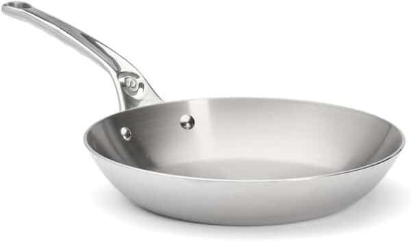 De Buyer - Poêle à frire ronde en inox 5 couches AFFINITY - 24 cm - Fabriquée en France, Sans PFAS, Montée Rapide en Température, Inox 18/10, Tous Feux + Four, Finition Poli Brillant