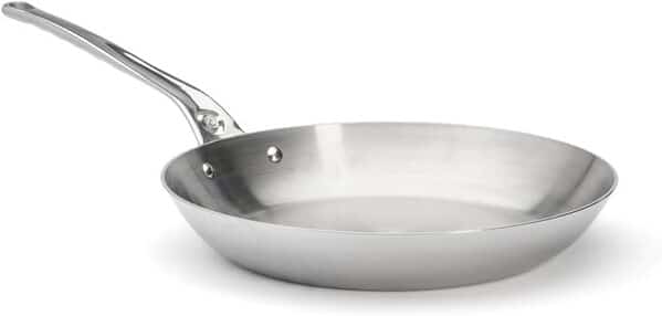 De Buyer - Poêle à frire ronde en inox 5 couches AFFINITY - 32 cm - Fabriquée en France, Sans PFAS, Montée Rapide en Température, Inox 18/10, Tous Feux + Four, Finition Poli Brillant