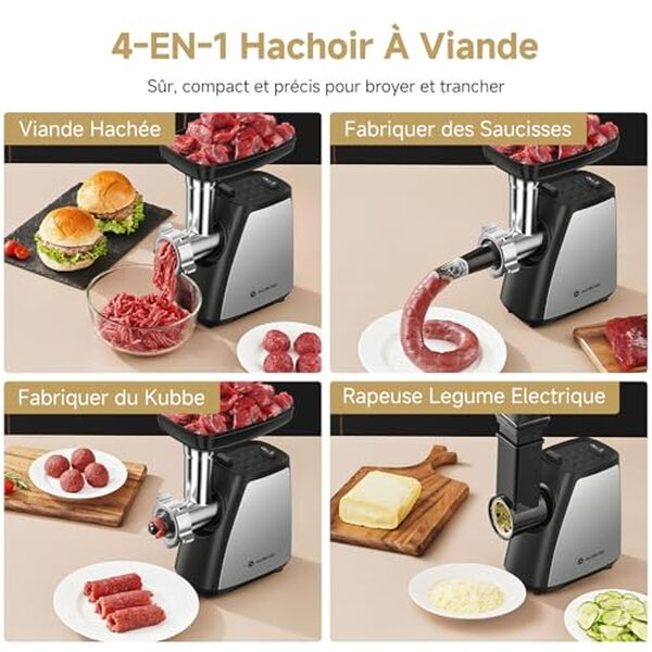 Plongez dans notre test approfondi du hachoir à viande AAOBOSI 2800 W 4-en-1 et découvrez son efficacité exceptionnelle pour toutes vos recettes culinaires, de la viande hachée aux saucisses maison.
